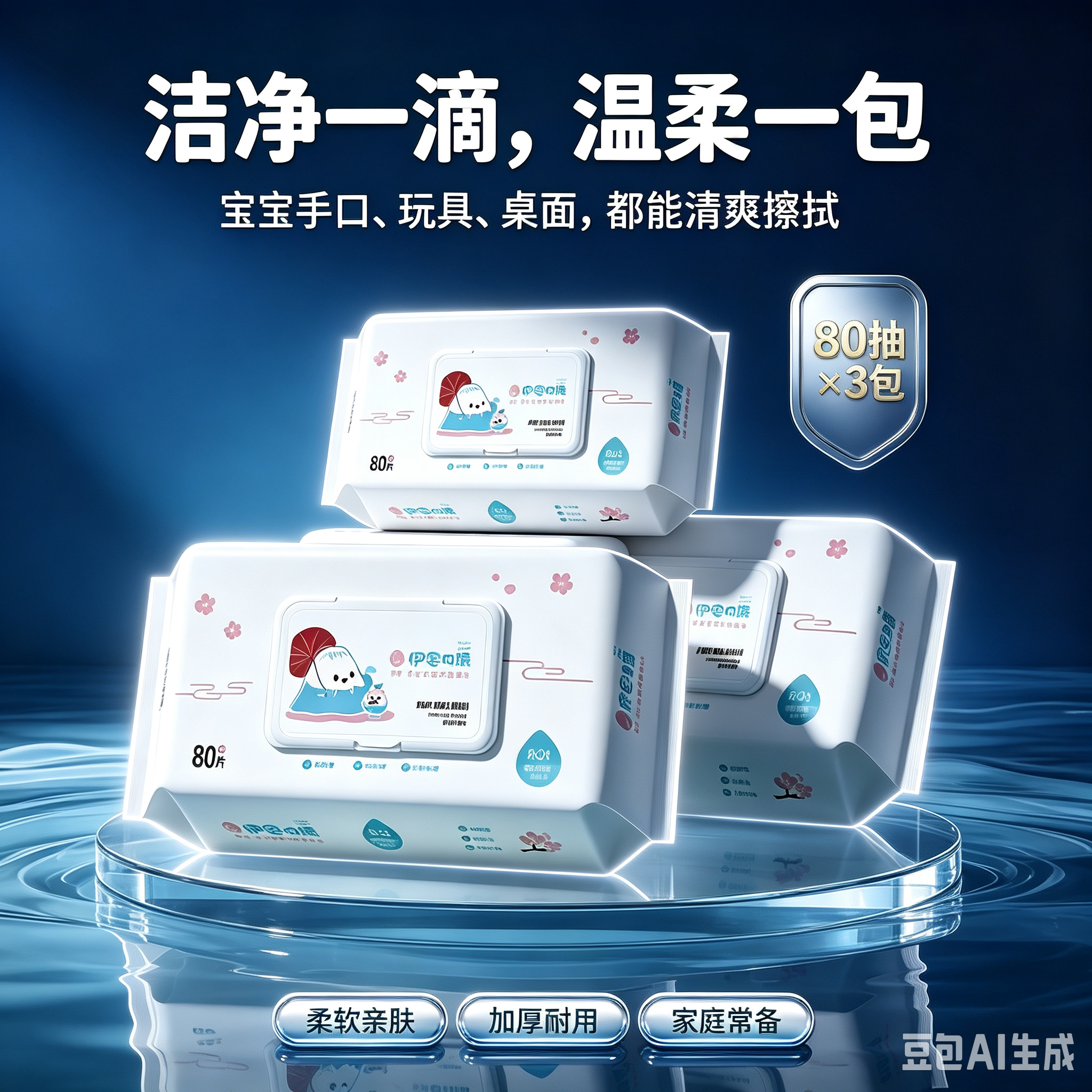 特惠3包！！伊念之缘-婴儿湿巾-80片装